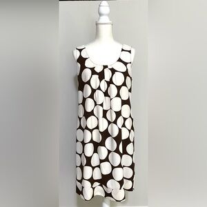 Sunny Leigh Womens 10 Brown Cream Lg Polka Dot Sleeveless Dress Vintage Preppy